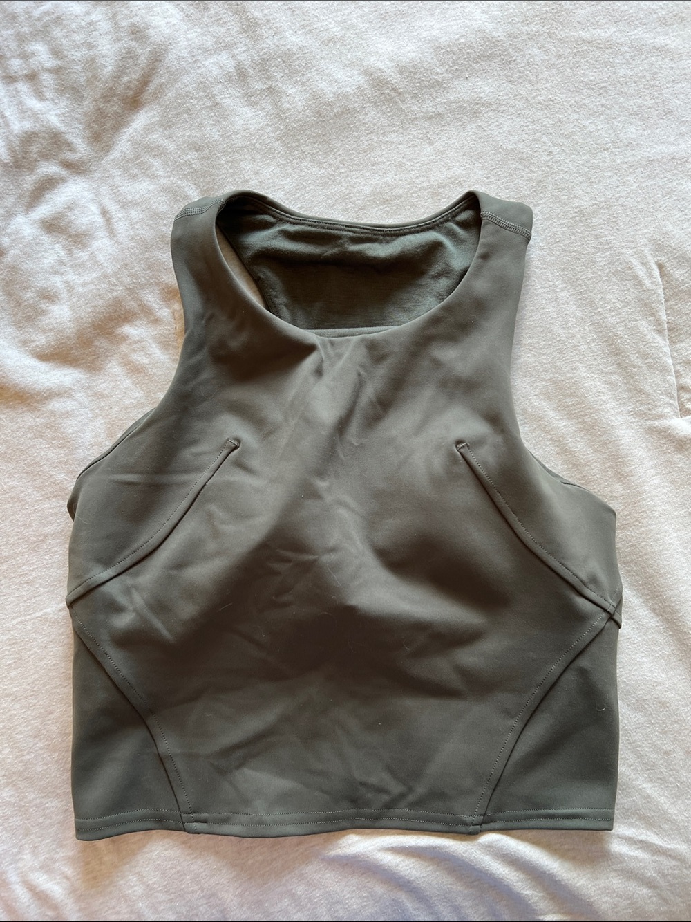 lululemon athletica High-Neck Cropped Tank in Olive Green